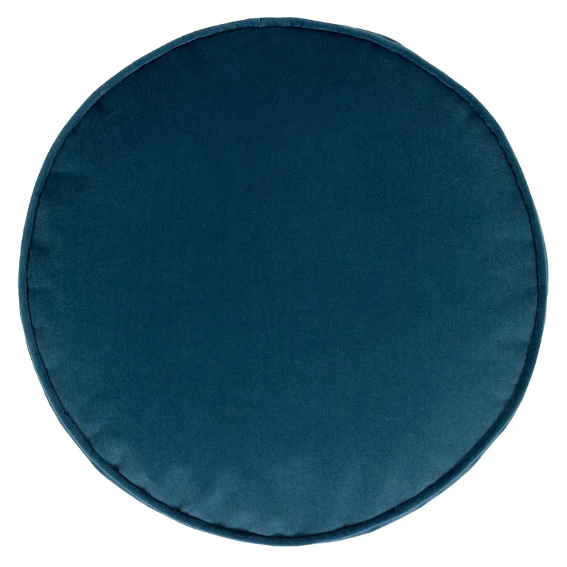 Milano Velvet Runder Fußhocker – Tintenblau