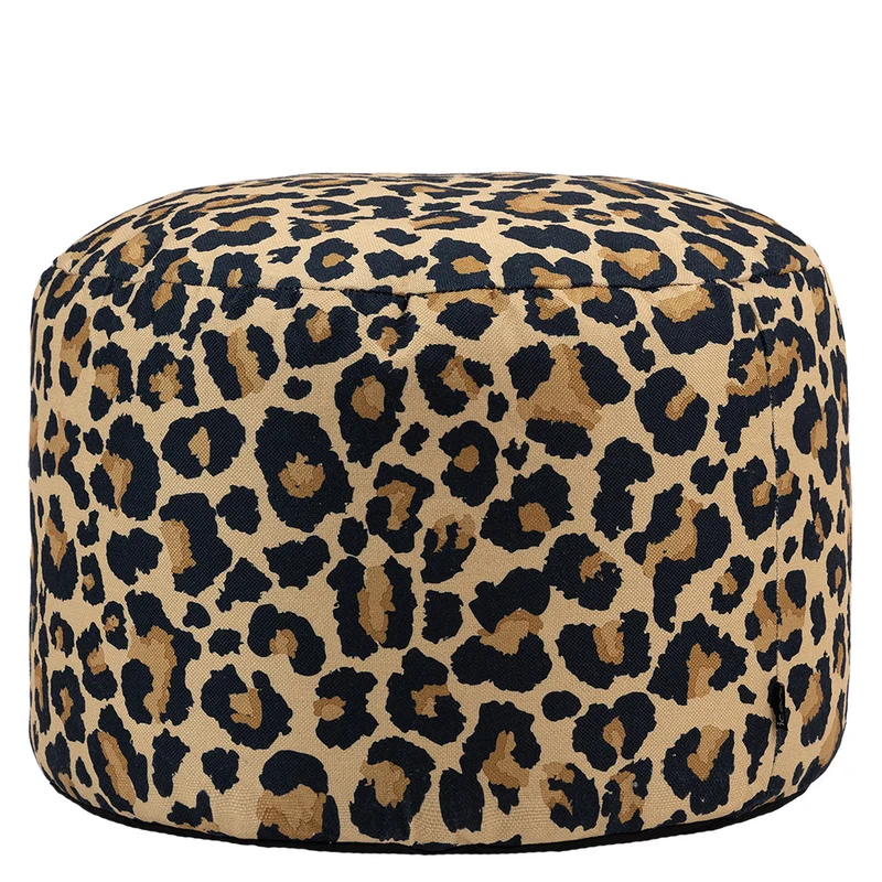 Milano Gewebter Runder Fußhocker, Leoprint, Mehrfarbig