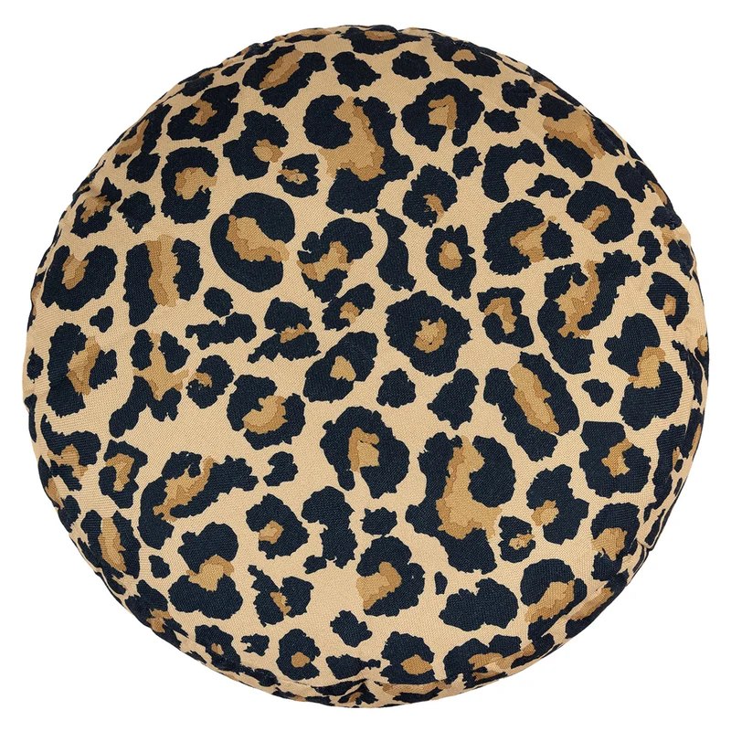 Milano Gewebter Runder Fußhocker, Leoprint, Mehrfarbig