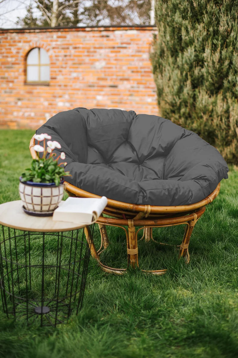 Papasan WASSERABWEISEND Papasansessel Kissen Rattansessel Auflage Sesselkissen Gesteppt mit Schlaufen Rund