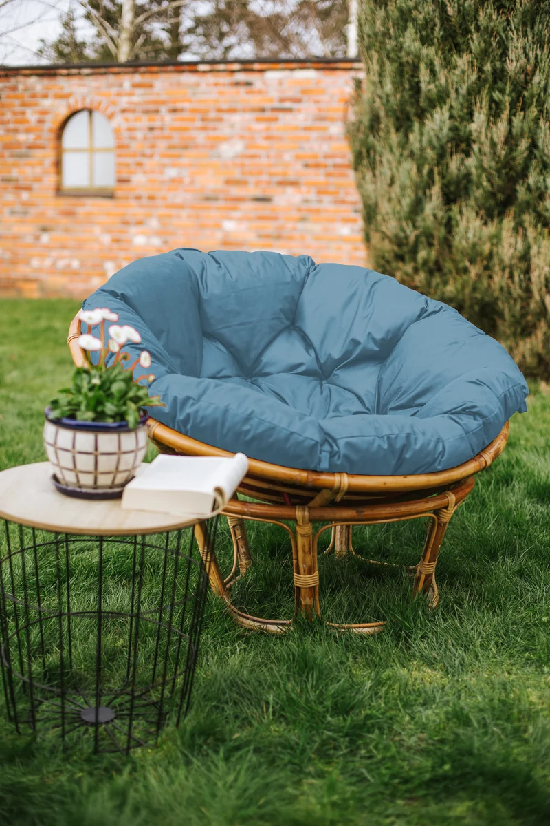 Papasan WASSERABWEISEND Papasansessel Kissen Rattansessel Auflage Sesselkissen Gesteppt mit Schlaufen Rund