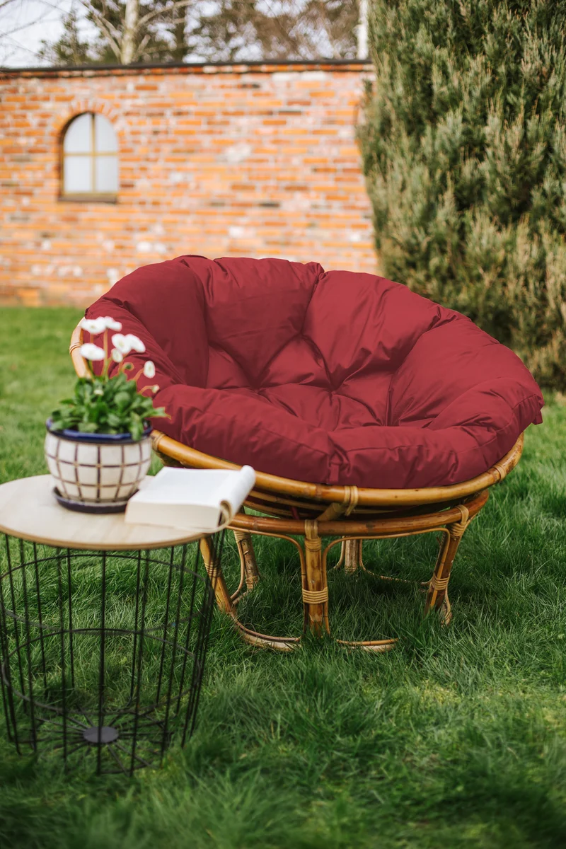 Papasan WASSERABWEISEND Papasansessel Kissen Rattansessel Auflage Sesselkissen Gesteppt mit Schlaufen Rund