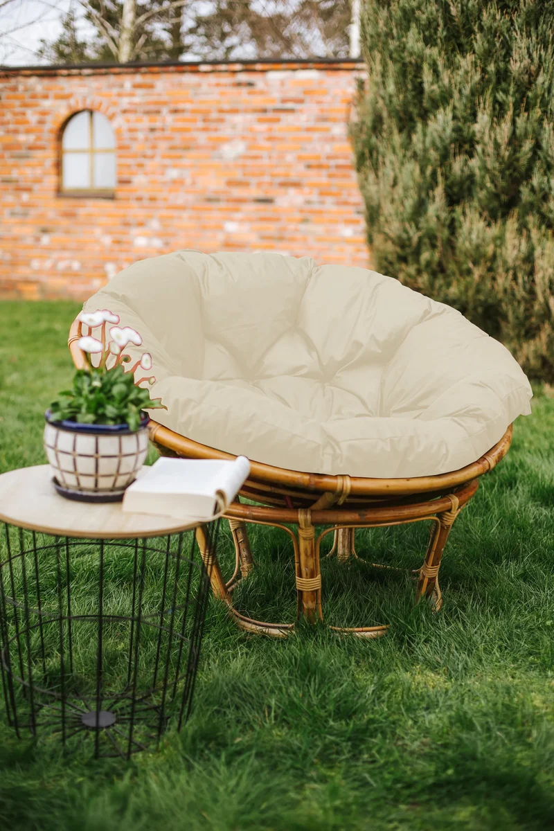 Papasan WASSERABWEISEND Papasansessel Kissen Rattansessel Auflage Sesselkissen Gesteppt mit Schlaufen Rund