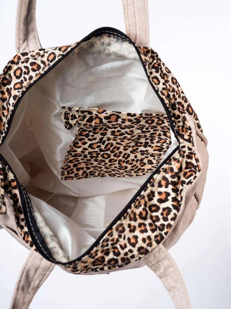 City Shopping Handtasche - Onça pintada , Bege (Leopard, Beige)
