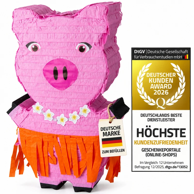 Pinata Schwein zum Befüllen - Inkl. Stick & Augenmaske - Party-Deko