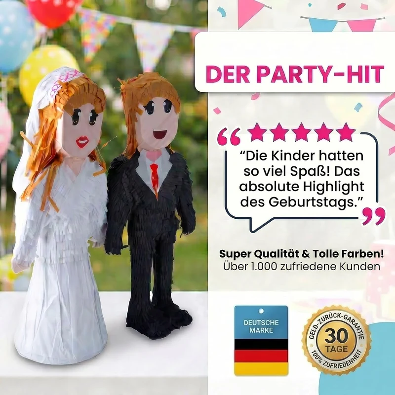 Piñata Brautpaar – Robuste Hochzeits-Dekoration mit großer Öffnung