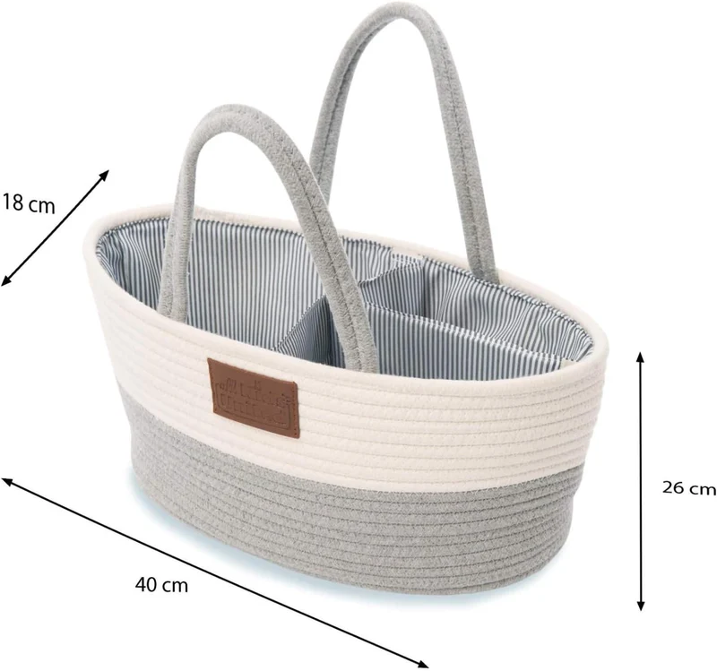 Wickeltasche Baby Organizer Aufbewahrungskorb aus Baumwoll-Leinen mit Gratisbeigabe