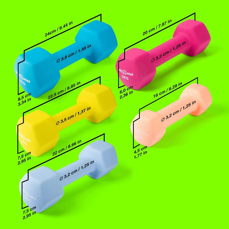 Neopren Hanteln 2er Set – Rutschfeste Hex-Gymnastikhanteln