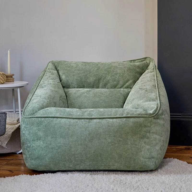 Natalia Sessel-Sitzsack mit Chenille-Bezug, salbeigrün