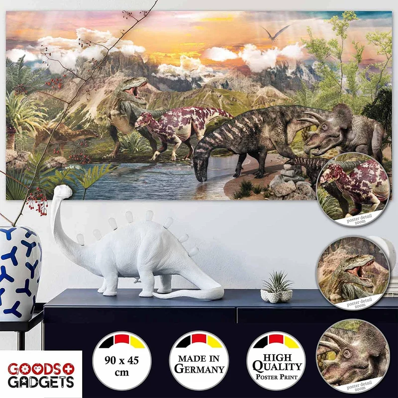 XXL Dinosaurier Poster 90x45cm - Premium Dino Wandbild für Kinder