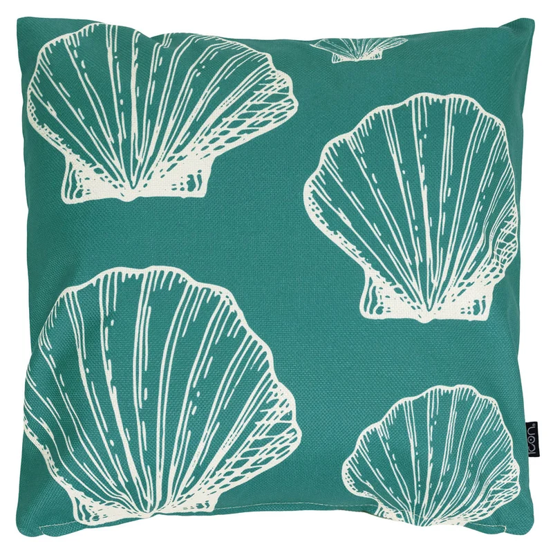 Großes Muscheldruck Kissen für drinnen und draußen - Blau