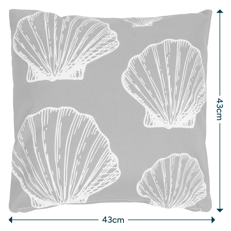 Großes Muscheldruck Kissen für drinnen und draußen - Blau