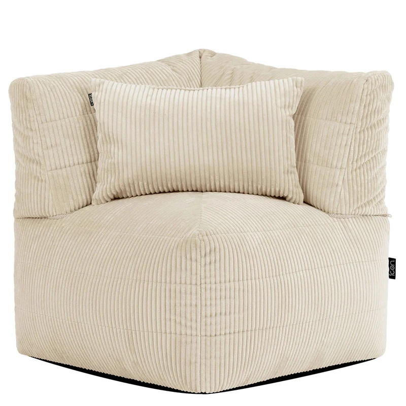 Noa Modularer Sitzsack-Ecksessel, Jumbo Cord, Steingrau