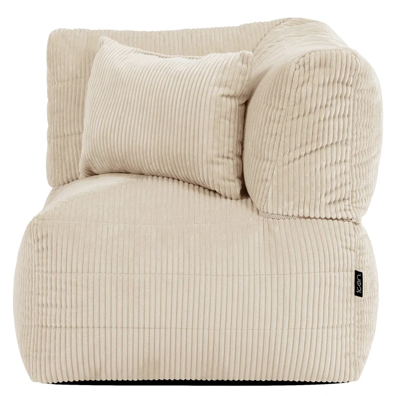 Noa Modularer Sitzsack-Ecksessel, Jumbo Cord, Steingrau