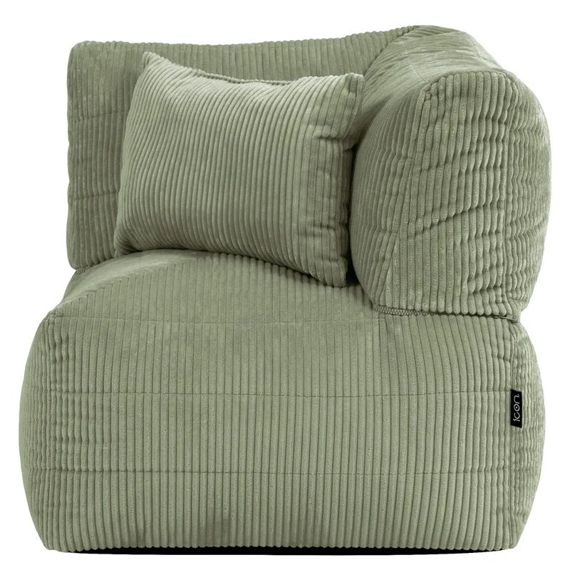 Noa Modularer Sitzsack-Ecksessel, Jumbo Cord, Salbeigrün