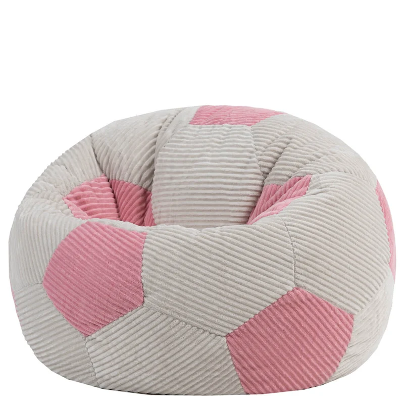 Klassischer Sitzsack für Teens, Cord, Fußball-Print, Hellrosa