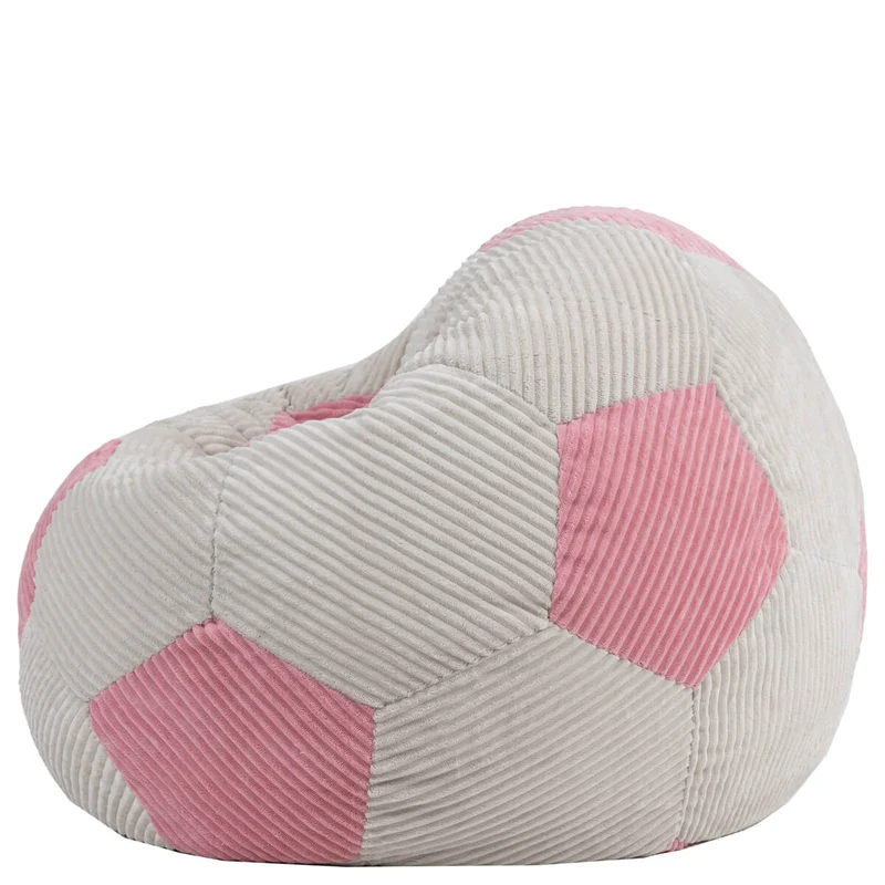 Klassischer Sitzsack für Teens, Cord, Fußball-Print, Hellrosa