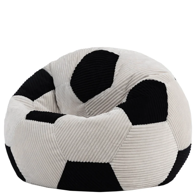 Klassischer Sitzsack für Teens, Cord, Fußball-Print, Schwarz