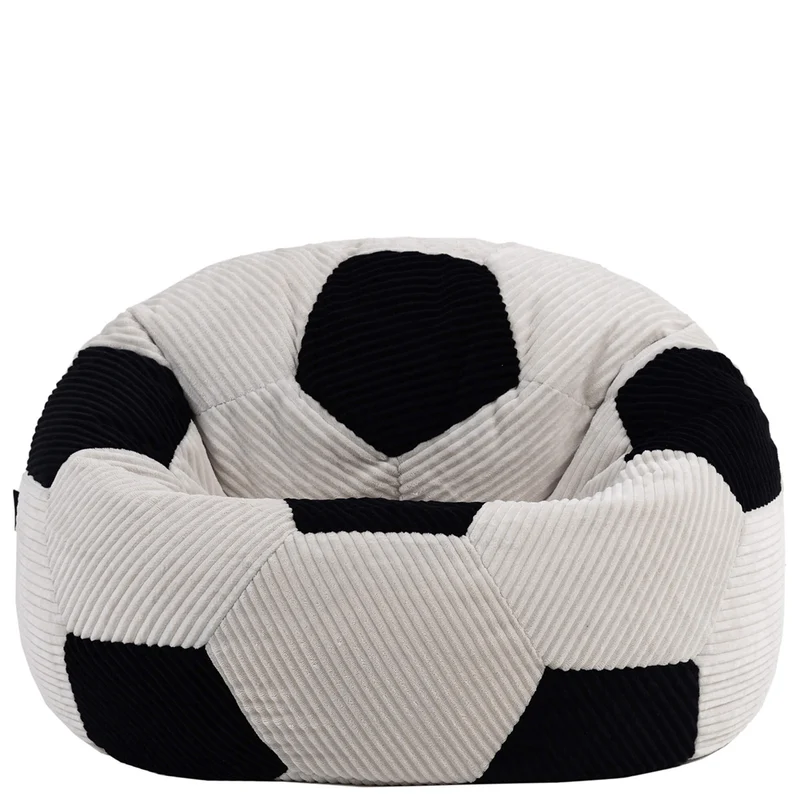 Klassischer Sitzsack für Teens, Cord, Fußball-Print, Schwarz