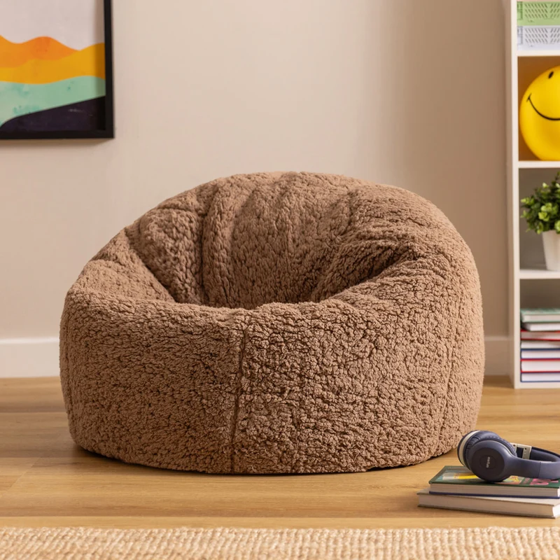 Kingston Klassischer Sitzsack für Teens, Teddy-Fleece, Mokka-Braun