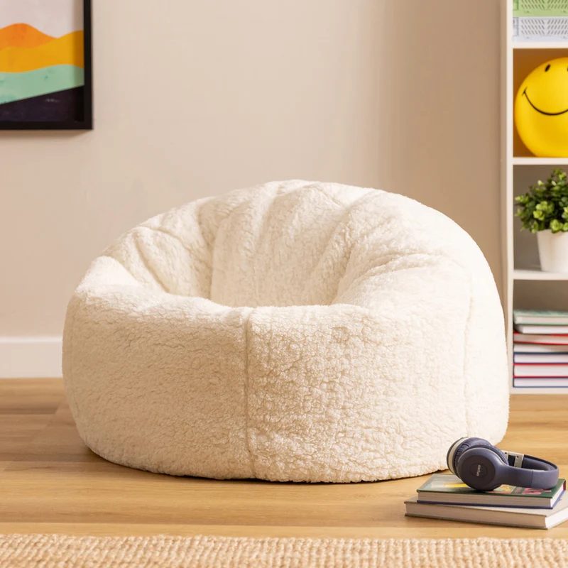 Kingston Klassischer Sitzsack für Teens, Teddy-Fleece, Naturfarbe