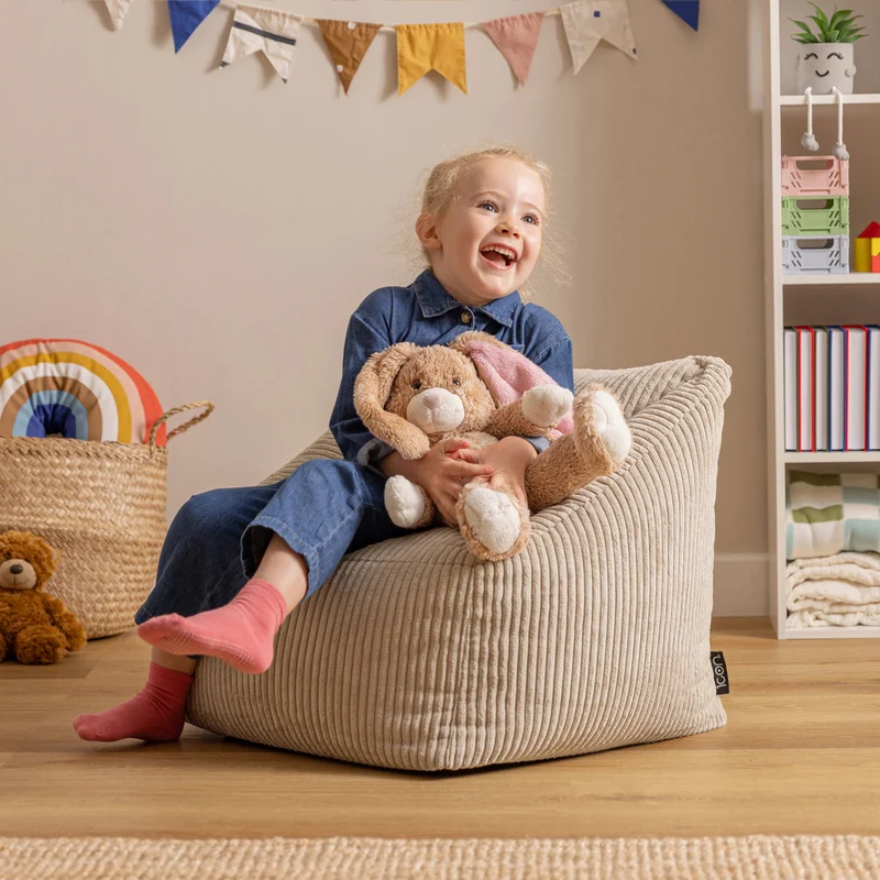 Morgan Sessel-Sitzsack für Kinder, Cord, Stein