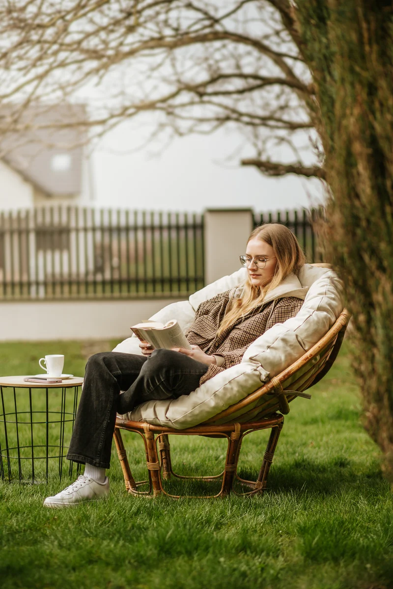 Papasan auf Papasansessel auf Rattansessel Auflage Sesselkissen Gartenkissen Sitzkissen Garten Kissen Gesteppt mit Schlaufen Rund