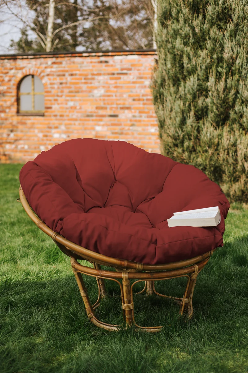 Papasan auf Papasansessel auf Rattansessel Auflage Sesselkissen Gartenkissen Sitzkissen Garten Kissen Gesteppt mit Schlaufen Rund