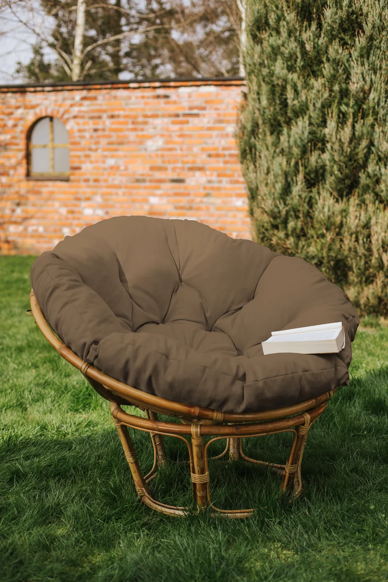 Papasan auf Papasansessel auf Rattansessel Auflage Sesselkissen Gartenkissen Sitzkissen Garten Kissen Gesteppt mit Schlaufen Rund