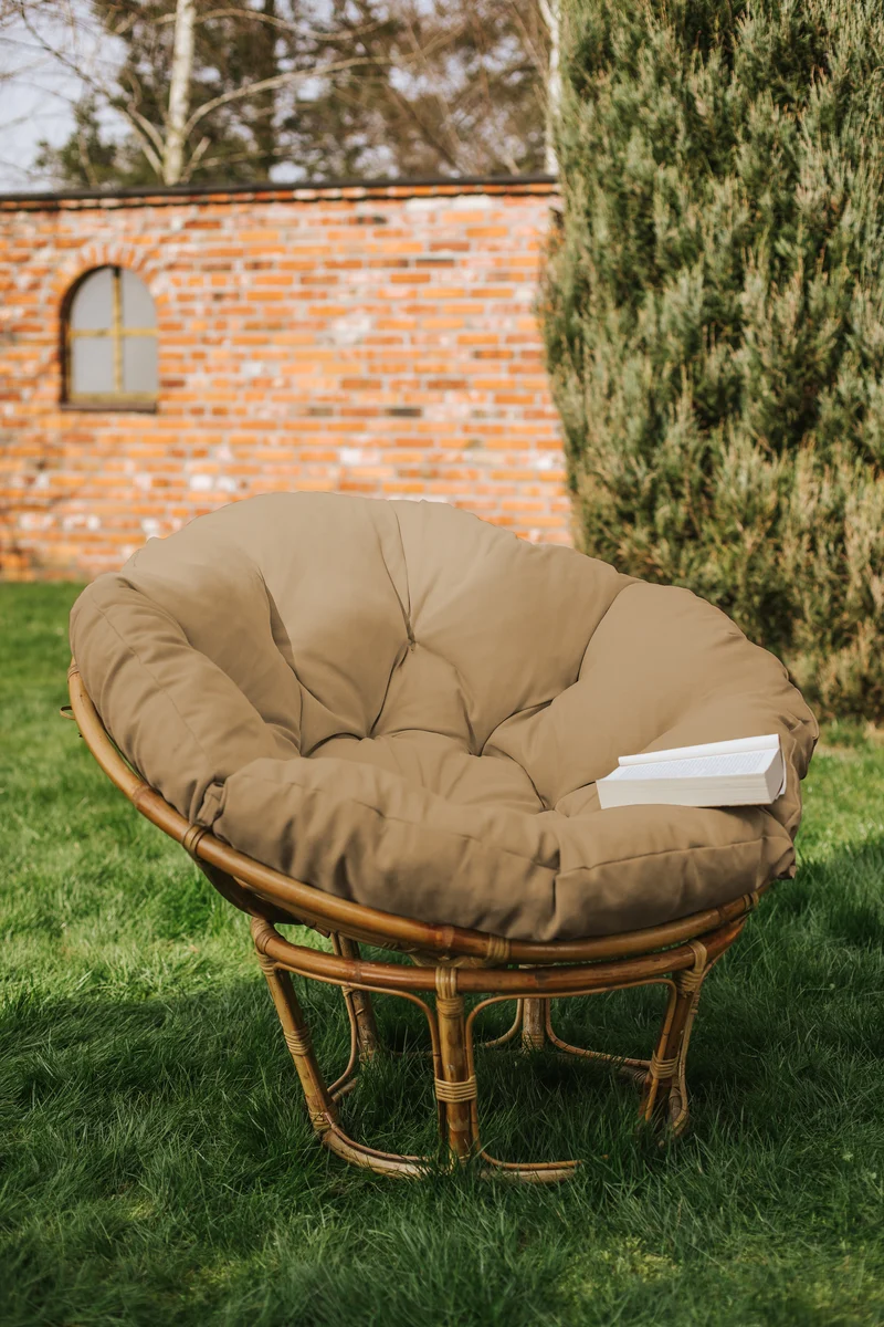 Papasan auf Papasansessel auf Rattansessel Auflage Sesselkissen Gartenkissen Sitzkissen Garten Kissen Gesteppt mit Schlaufen Rund