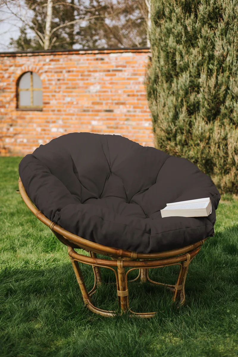 Papasan auf Papasansessel auf Rattansessel Auflage Sesselkissen Gartenkissen Sitzkissen Garten Kissen Gesteppt mit Schlaufen Rund