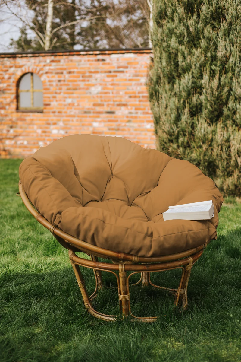 Papasan auf Papasansessel auf Rattansessel Auflage Sesselkissen Gartenkissen Sitzkissen Garten Kissen Gesteppt mit Schlaufen Rund