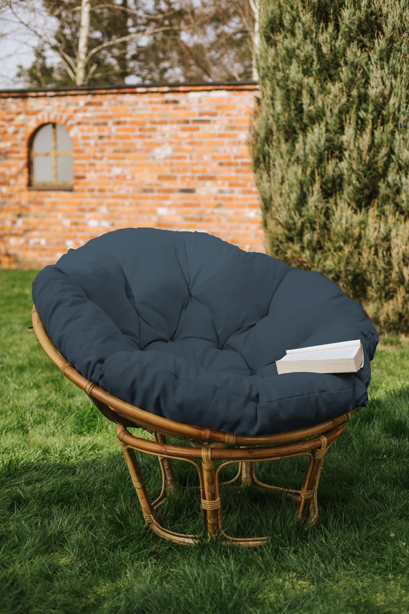 Papasan auf Papasansessel auf Rattansessel Auflage Sesselkissen Gartenkissen Sitzkissen Garten Kissen Gesteppt mit Schlaufen Rund