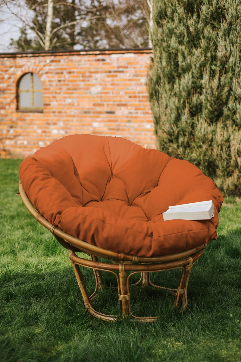 Papasan auf Papasansessel auf Rattansessel Auflage Sesselkissen Gartenkissen Sitzkissen Garten Kissen Gesteppt mit Schlaufen Rund