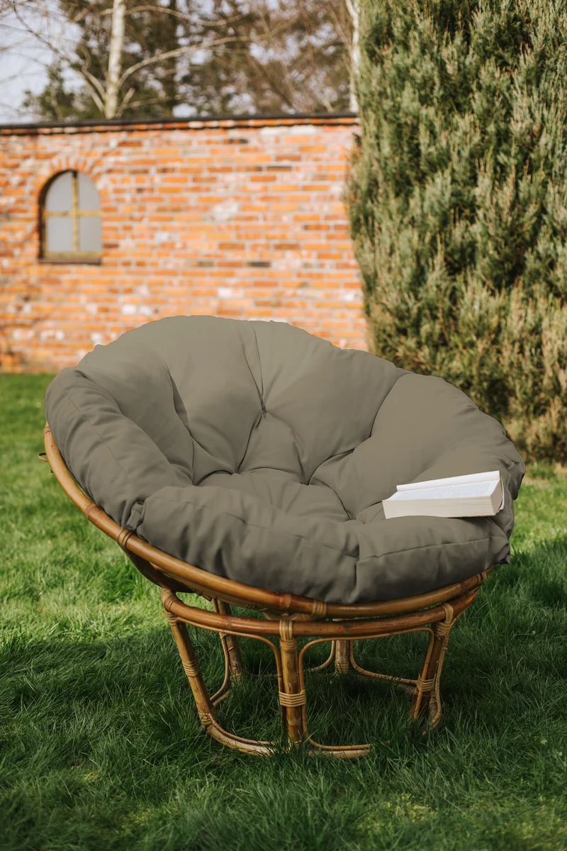 Papasan auf Papasansessel auf Rattansessel Auflage Sesselkissen Gartenkissen Sitzkissen Garten Kissen Gesteppt mit Schlaufen Rund