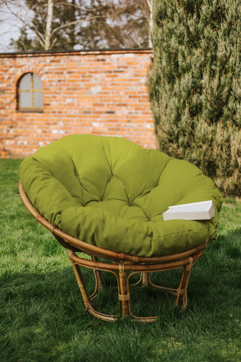 Papasan auf Papasansessel auf Rattansessel Auflage Sesselkissen Gartenkissen Sitzkissen Garten Kissen Gesteppt mit Schlaufen Rund