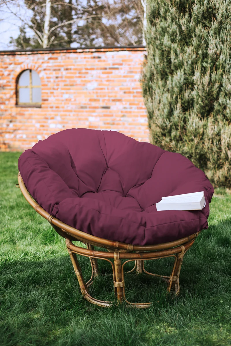 Papasan auf Papasansessel auf Rattansessel Auflage Sesselkissen Gartenkissen Sitzkissen Garten Kissen Gesteppt mit Schlaufen Rund