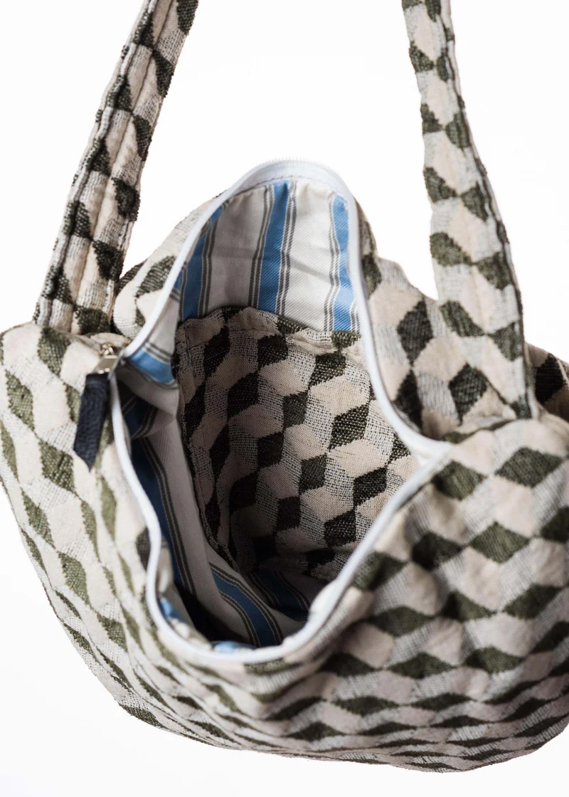 Canoa Handtasche, Klein - Retro (Weiß, Grün)