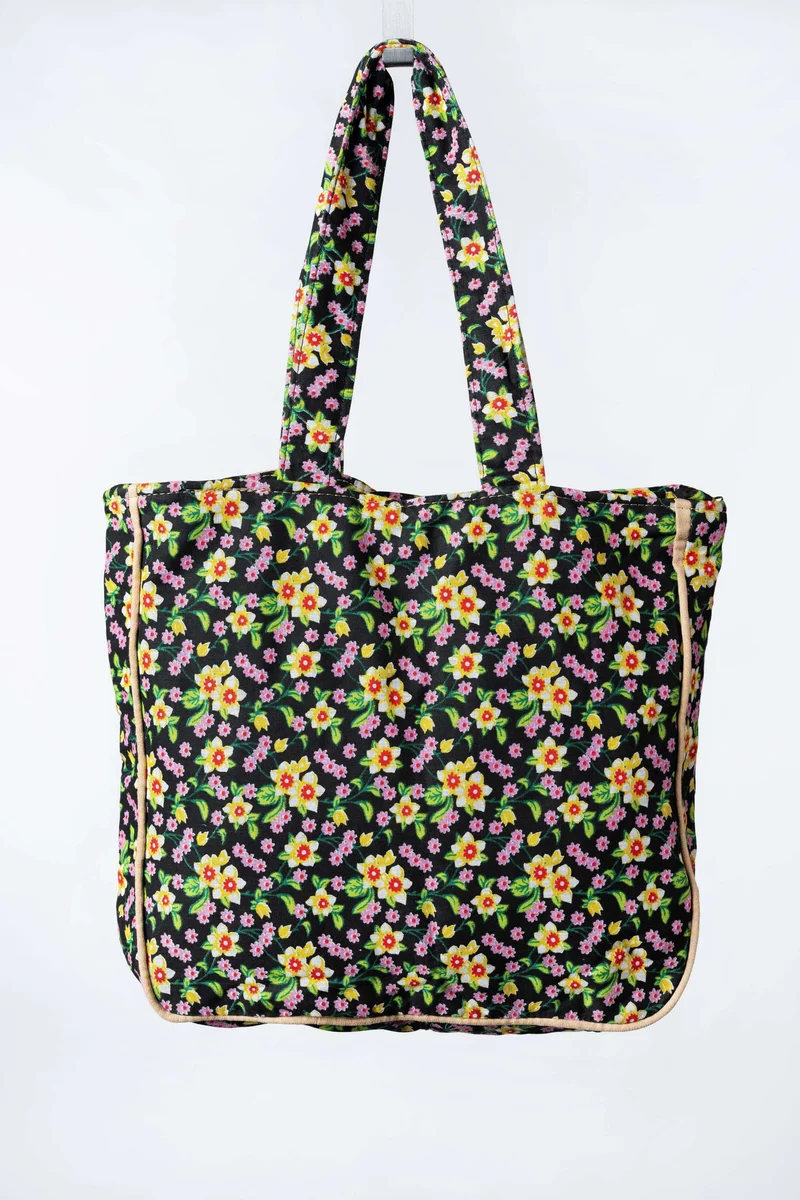 City Shopping Handtasche - Bege, Flores (Beige, Blumen)