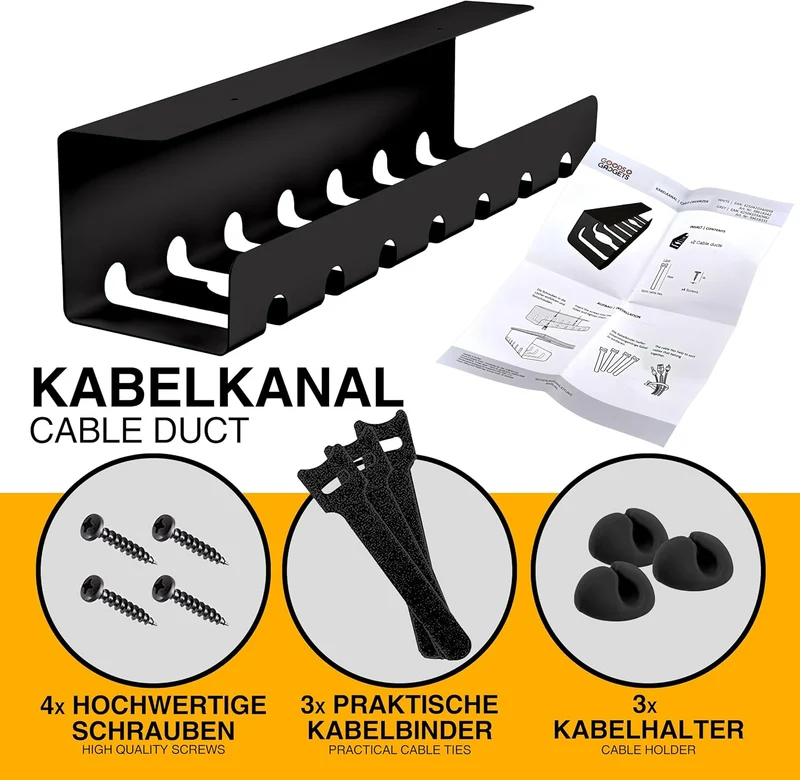 Kabelkanal Schreibtisch 2er Set - Kabelmanagement Ordnungssystem