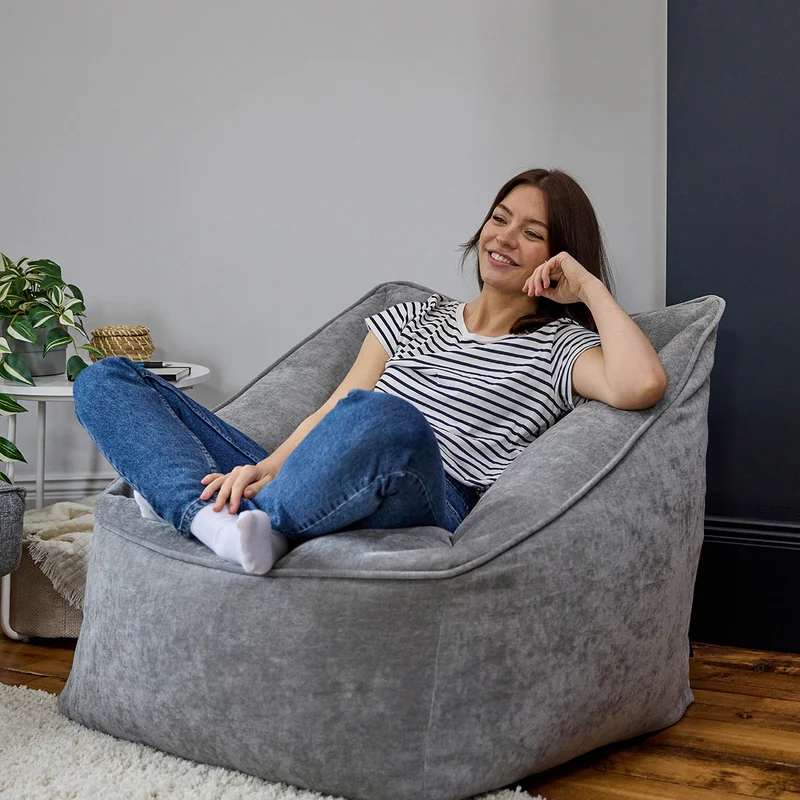 Natalia Sessel-Sitzsack mit Chenille-Bezug, grau