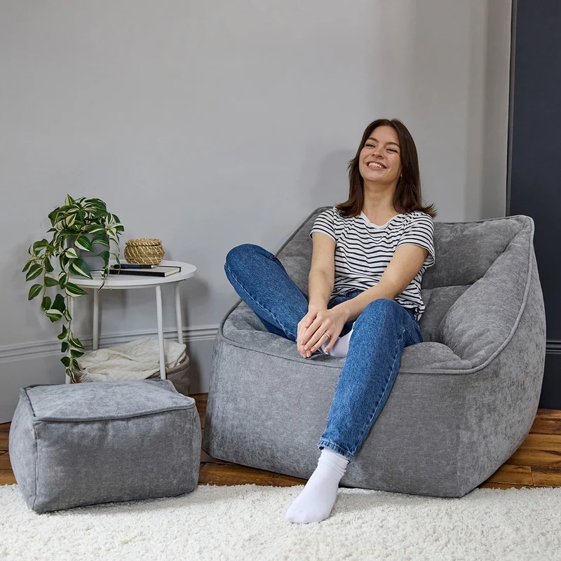 Natalia Sessel-Sitzsack mit Chenille-Bezug, grau