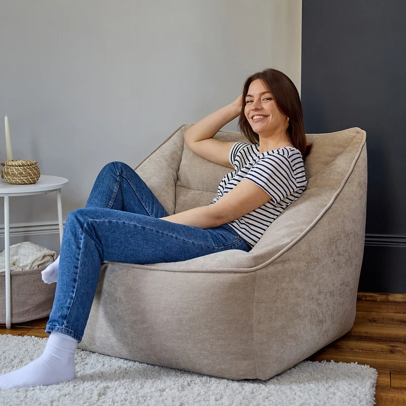 Natalia Sessel-Sitzsack mit Chenille-Bezug, naturfarben