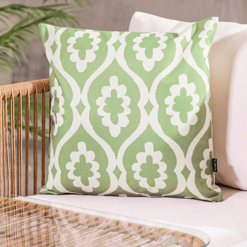 Damastmuster Kissen für Drinnen und Draußen – Grün