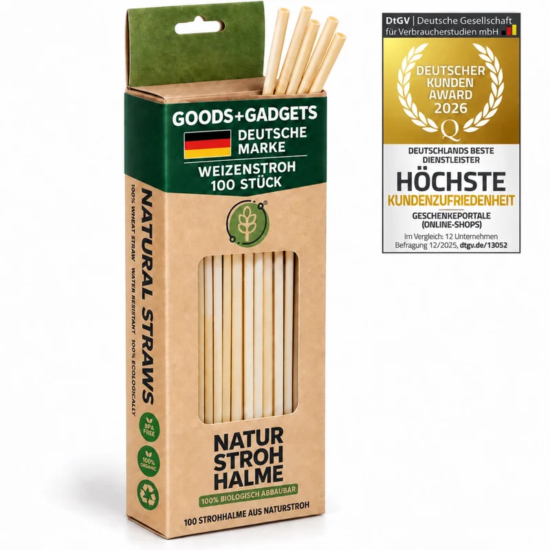 100 Bio Weizenstrohhalme - Nachhaltig, Biologisch & Geschmacksecht