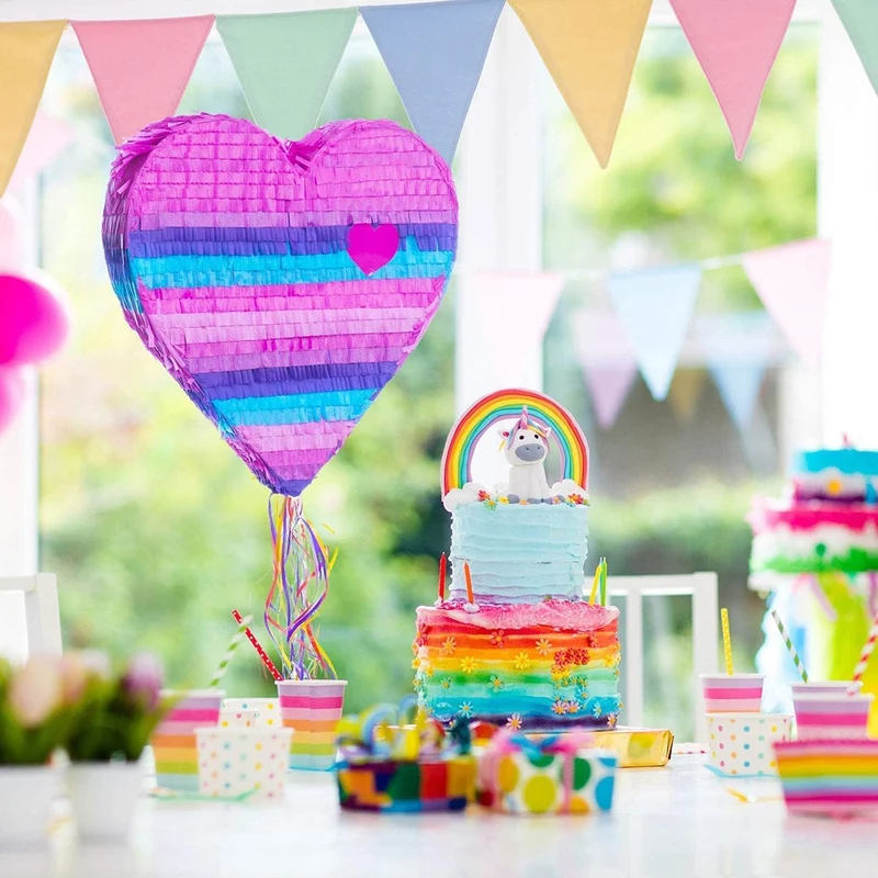 Piñata Set für Kindergeburtstag mit Stab & Augenmaske – Bunter Spaß