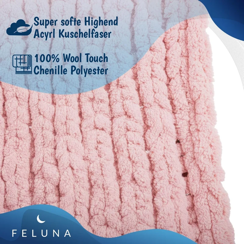 Feluna Grob gestrickte Kuscheldecke – Flauschige Wohndecke XXL