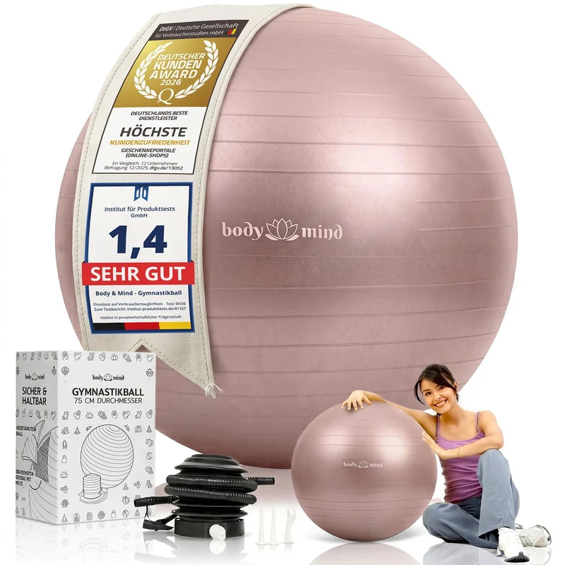 Body & Mind Gymnastikball mit Pumpe - Anti-Burst Pilates & Sitzball