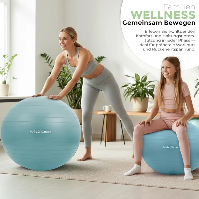 Body & Mind Gymnastikball mit Pumpe - Anti-Burst Pilates & Sitzball