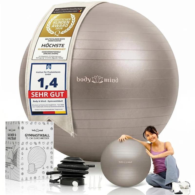 Body & Mind Gymnastikball mit Pumpe - Anti-Burst Pilates & Sitzball